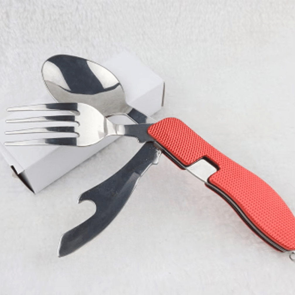 Couteau Suisse - FoldableTablewareSet™ - Rouge - Bonheur du Camping